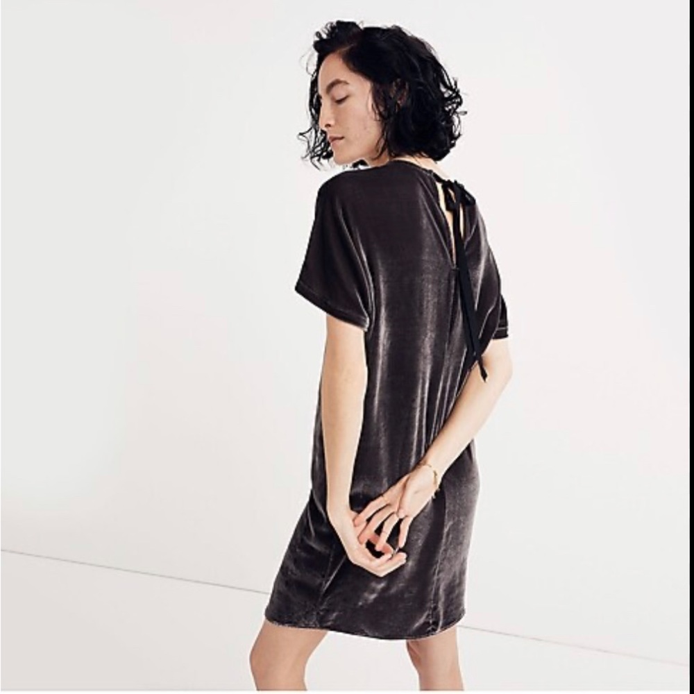 Madewell Velvet Bow-Back Tee Dress (Small)